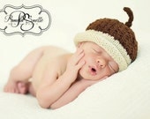 Acorn Baby Beanie Hat- Custom Made- You Choose Size and Fiber 0-3M,3-6m,6-9m,12m,18m