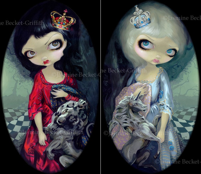 Red Queen and White Queen set of TWO BIG art prints by Jasmine Becket-Griffith SIGNED