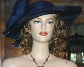 Kentucky Derby Hat Edwardian Style Hat "Titanic" Navy Blue