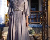 Vintage 1950s Party Dress Taffeta Faille Lavender Gray  2012667