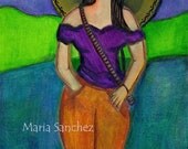 Soldadera original painting 8x10 inches acrylics