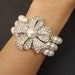 Vintage Style Bridal Wedding Bracelet, Ribbon Bow Cuff Bridal Bracelet, Ivory White Pearl Bracelet, Retro Bridal Jewelry, Tiffany