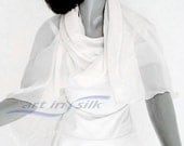 White Bridal Wrap Shawl 100% Pure Silk Chiffon Evening or Formal, 21" x 74".