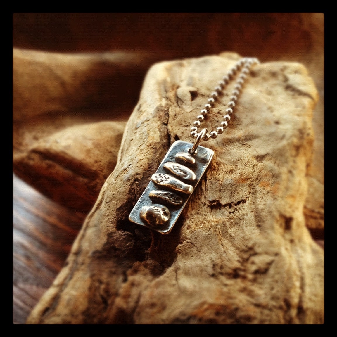 Strength - Silver Directional Rocks Pendant Necklace