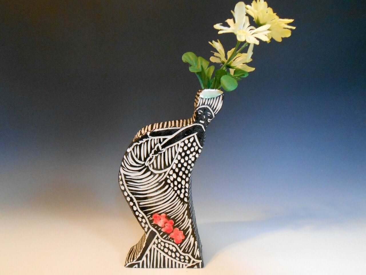 Porcelain Art Nouveau Inspired Lady Vase