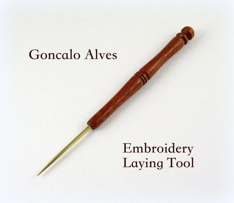 5 1/2 Inch Goncalo Alves and Brass Embroidery Stiletto/Laying Tool