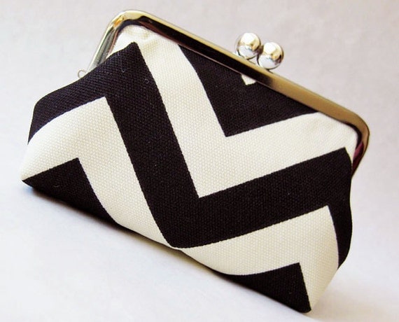 black chevron stripes purse