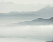 Mono Lake - Fog Photos - Landscape Photography - Travel Decor - Blue and White - Minimalist Print