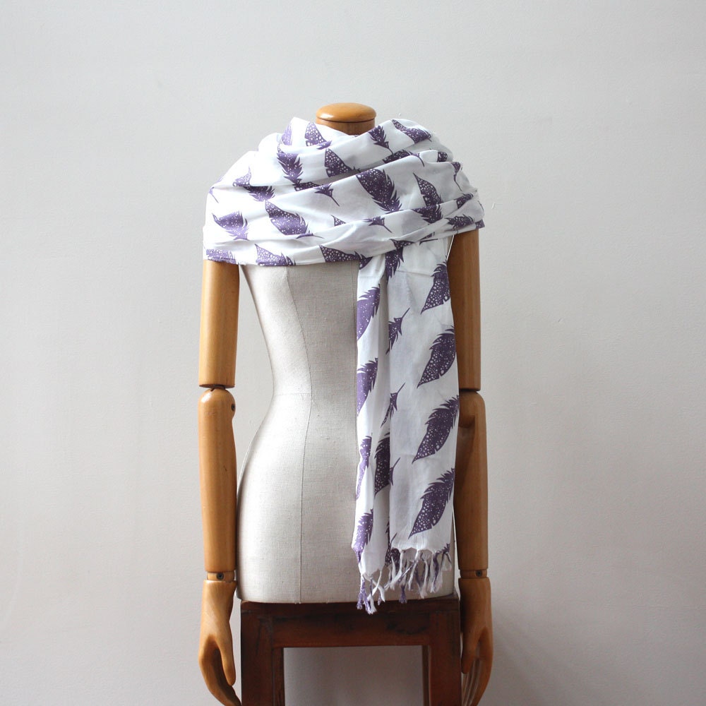 Organic Cotton Voile Scarf - Wisteria Feather