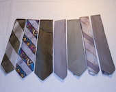Neckties for crafting or wearing, silvers, grays