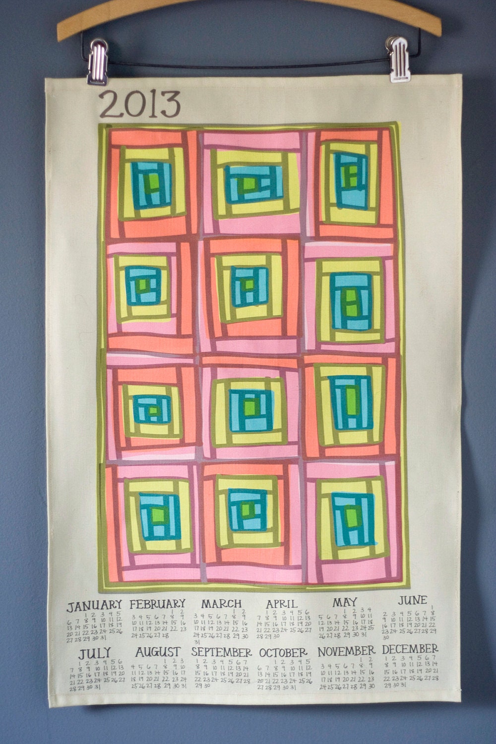 2013 Quilt Love Tea Towel Calendar - Linen / Cotton