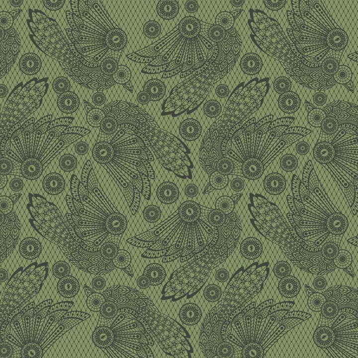 Tula Pink TP18 Nightshade Raven Lace Absinthe 1 Yard