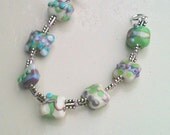 Lampwork bracelet, sterling silver spacers CGGE SRA