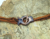 Handmade Bird  Toggle Clasp - Midnight Blue  antiqued with Copper