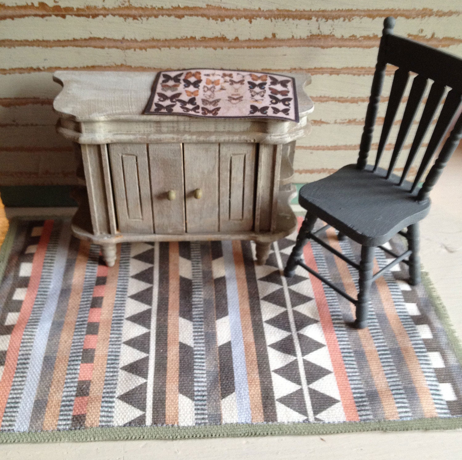 Dolls House Miniature Aztec Rug Pastel