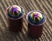 0ga 8mm single flared rustic rainbow plugs