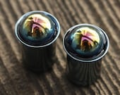 0ga 8mm single flared rustic rainbow plugs