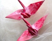 Pink Leaves Peace Crane Wedding Cake Topper Party Favor  Christmas Ornament Paper Origami Japanese Bird Decoration