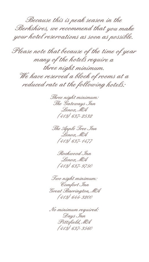 100 information card inserts to match your Save The Date cards-  2x3.5 inches