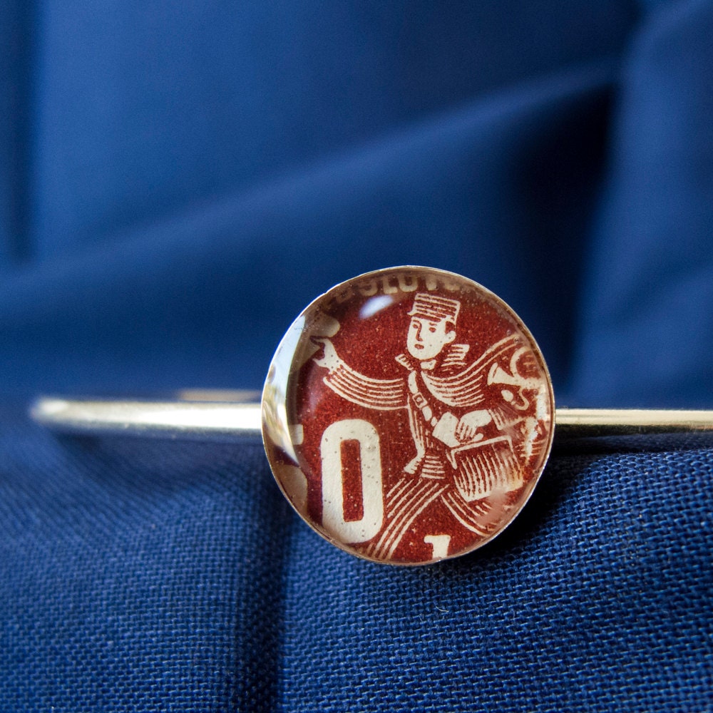 Czechoslovakian Postage Stamp Cuff Bracelet