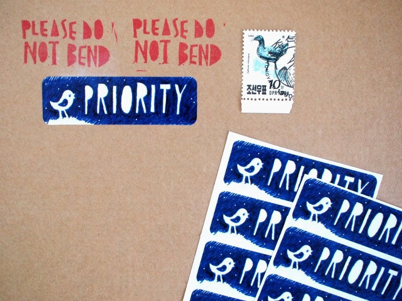 12  "PRIORITY" stickers/labels - 68x21mm - by SiebenMorgen