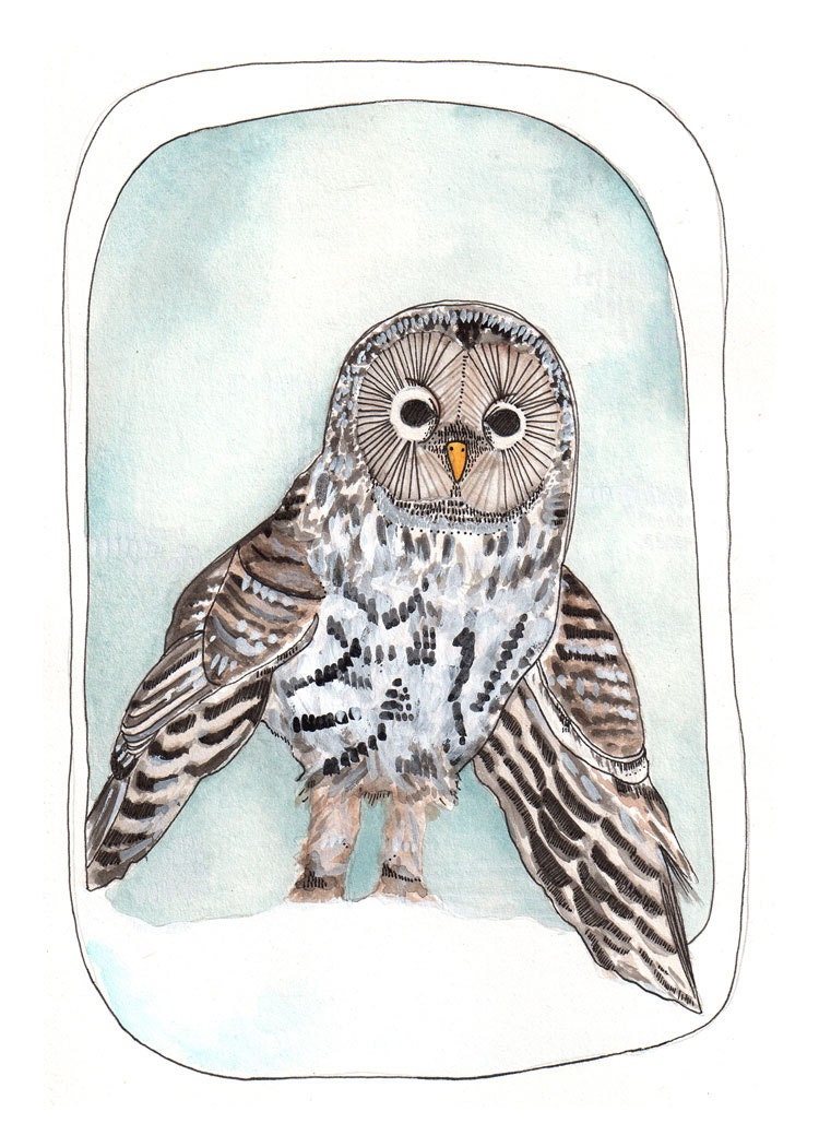Owl Art // Owl Illustration // 5x7 Print // by Michele Maule