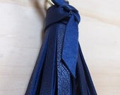 Navy Leather Tassel w/ Brass Clip