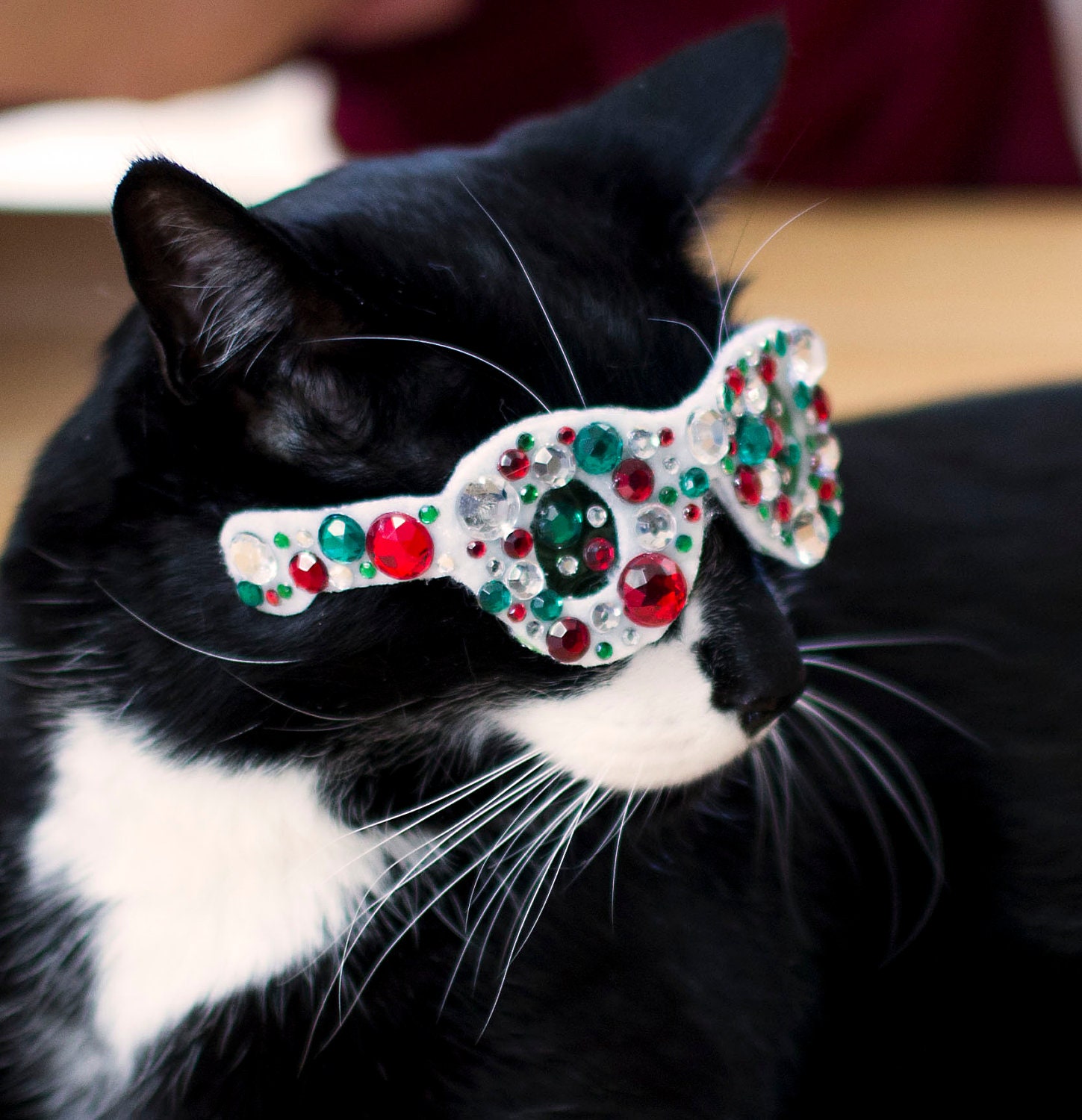 Holiday Themed Bling Glasses for Cats - Christmas