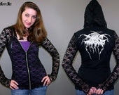 Darkthrone Black Metal Lace Zip Hoodie Jacket