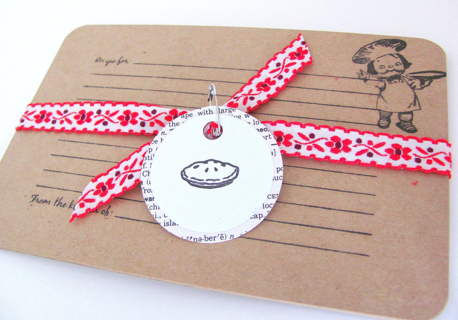 Kraft Paper Handmade Recipe Cards. Vintage Cooking Images. Set of 6. Chef boy, chef girl, spices