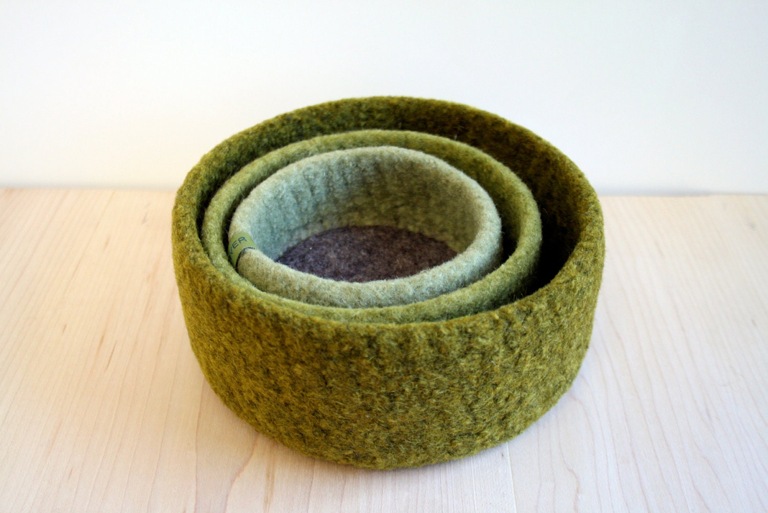 Nesting Bowls - Felted Wool - Shades of Green - Made to Order