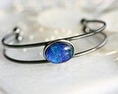 Bangle Bracelet in Blue Dichroic Fused Glass BL0017