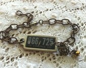 Virginia Road Trip Bracelet - Vintage Mini License Plate Tag from 1956 with Heart Charm - 866-725