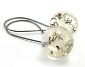 Dandelion Seeds Oxidized Silver Earrings, Botanical Resin Earrings