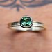 Green tourmaline ring in recycled 14k yellow gold - emerald green - cushion solitaire - wheat braid - ready to ship - size 7.25