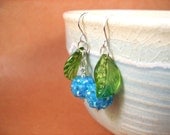 BLUE Berry Rhinestone Earrings, Fancy Fruit, Colorful and Silver Dangle Earrings, FREE Shipping U.S.