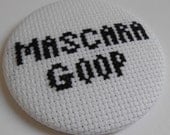SALE Mascara Goop Cross Stitch Pocket Mirror in Black on White