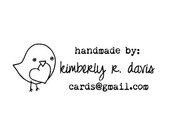 bird with heart handmade by custom rubber stamp Lauren Alexander