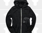 Men Hoodie: Chairlift - Zip Up Men Hoodie Black Heather