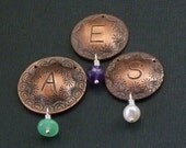 Monogram Initial Necklace Personalized Custom Initial Jewelry Rustic Copper Pendant