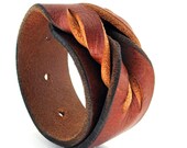 EcoFriendly Twisted Brown Leather Cuff Bracelet, by Greenbelts in Seattle
