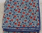 1940s Vintage Duvet Cover - Cotton - Red White Blue Calico  - New Twin Full Queen