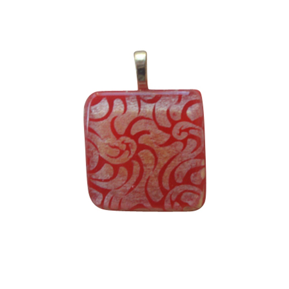 Orange Dichroic Glass Pendant, Necklace, Fused Glass Pendant, Dichroic Jewelry, Fused Glass Jewelry