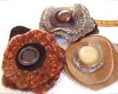 Your Choice of Tweedy Poppy Repurposed Wool Brooch Pins warm colors