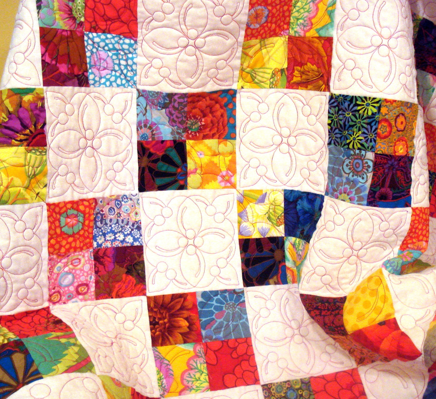 Baby Quilt with Kaffe Fassett Fabrics and Custom Quilting