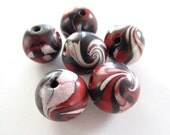 Red Whirlies Handmade Polymer Clay  Beads Jewelry Supplies