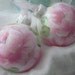 3.5" WHITE Ornaments Chic Christmas BALLS Hand Painted Shabby Rose PINK ecs sct schteam