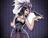 Fantasy Art Sticker - Masquerade Gothic Raven Fairy Sticker - Hand Cut - Sticker Cut Out - Rayne - by Nikki Burnette