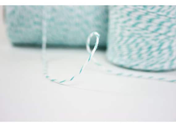 Teal Bakers Twine - Teal & White - 15 yards sampler Il_570xn