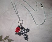 Skull and Cross Necklace Jewelry Pendant Charm Rhinestone Gothic Punk Rock Emo Scene Silver Chain Link FREE SHIPPING To USA & Canada